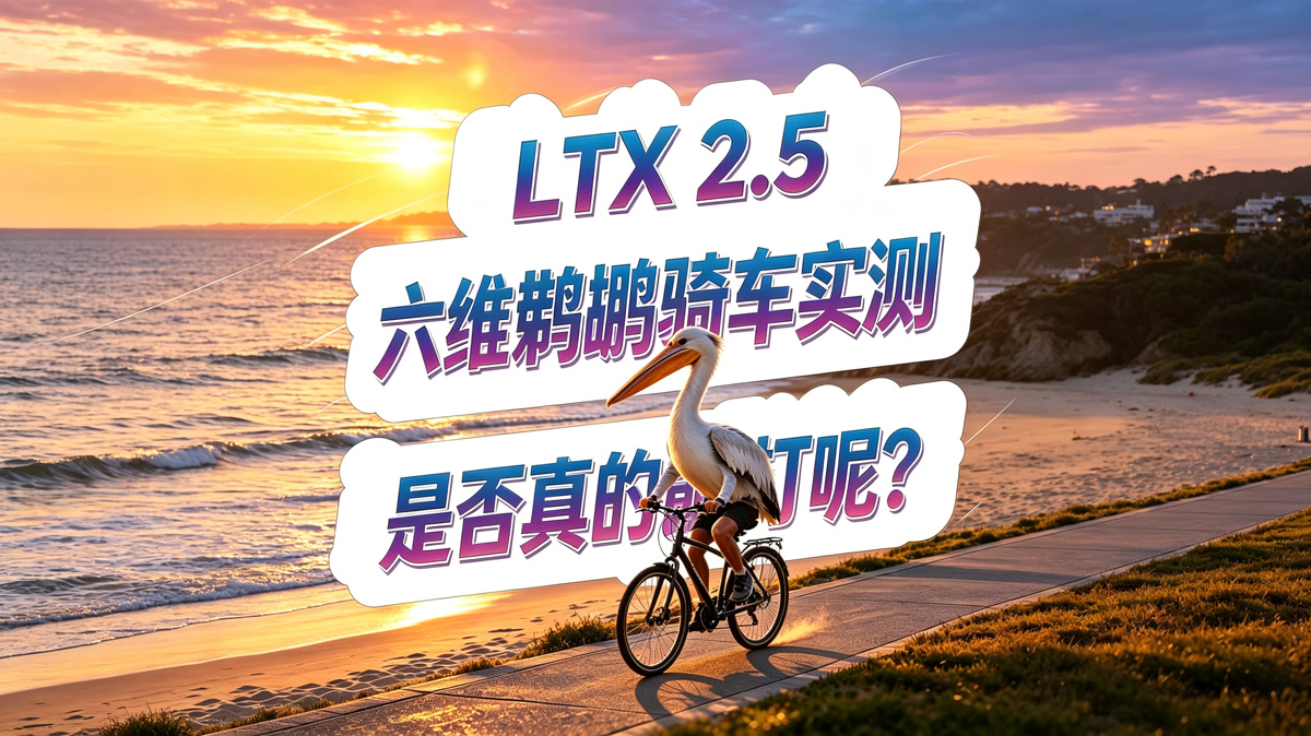 LTX 2.5 视频模型测评!六维鹈鹕骑车实测!