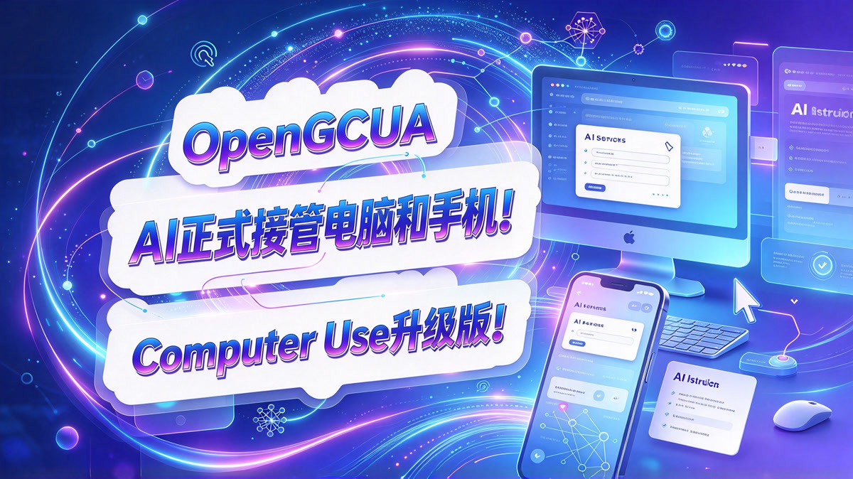 OpenGCUA!AI正式接管电脑和手机!Computer Use升级版!